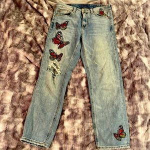 Lucky Brand Jean with embroidered butterflies. Size 26